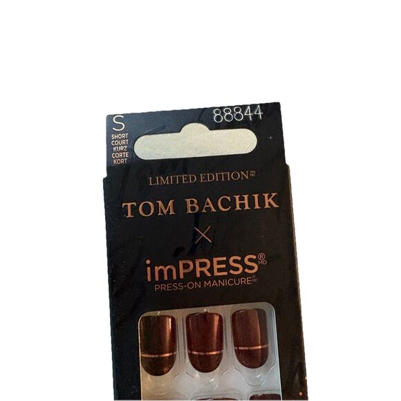 Tom Bachik x Impress Press Holiday Nails Black Chrome Orange Short Length - Picture 3 of 6